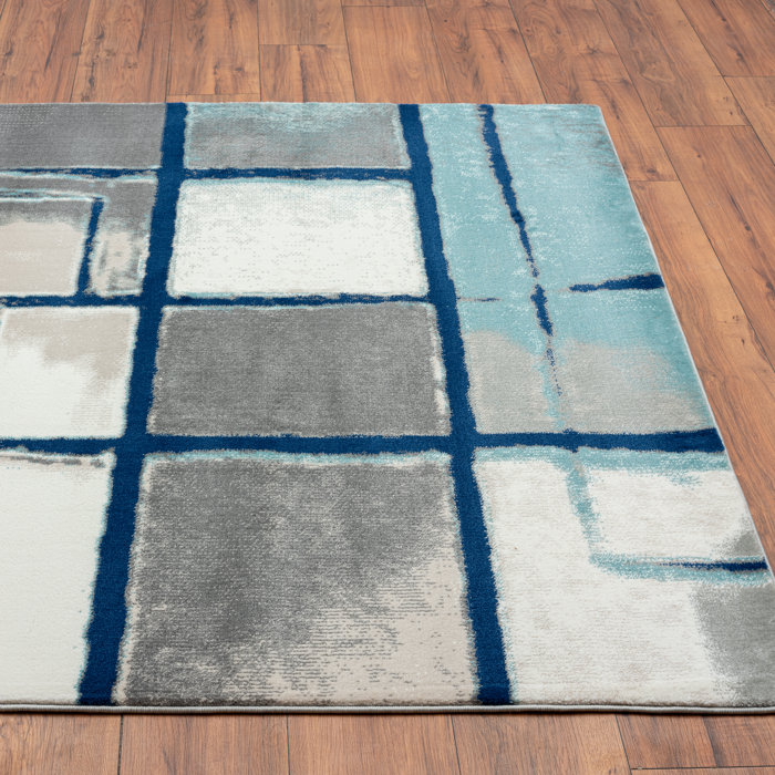 Orren Ellis Alayyan Geometric Blue Area Rug Wayfair